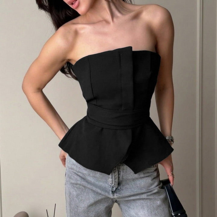 Damen Tailliertes Oberteil mit strukturiertem Design und schicker Rüsche Drune