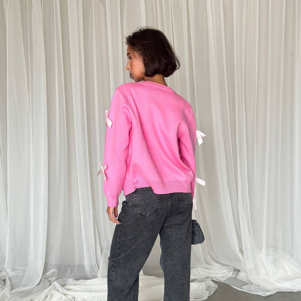 Damen eleganter Strickpullover mit modischen Schleifen-Details Drune