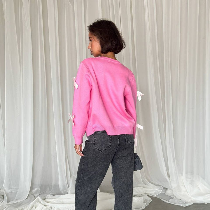 Damen eleganter Strickpullover mit modischen Schleifen-Details Drune