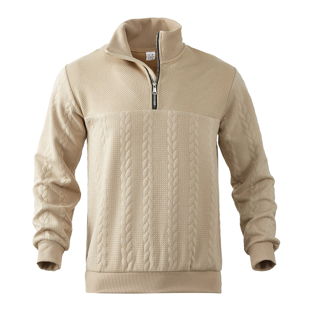 Herren Pullover mit strukturierter Optik und hohem Kragen Drune