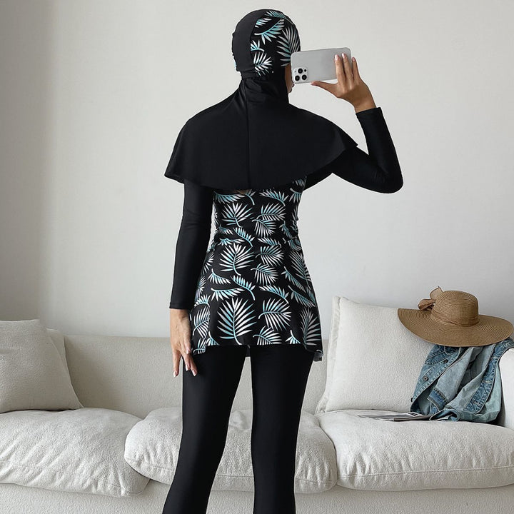 Damen Modisches 360-Grad-Schwimmanzug mit integrierter Hijab Drune