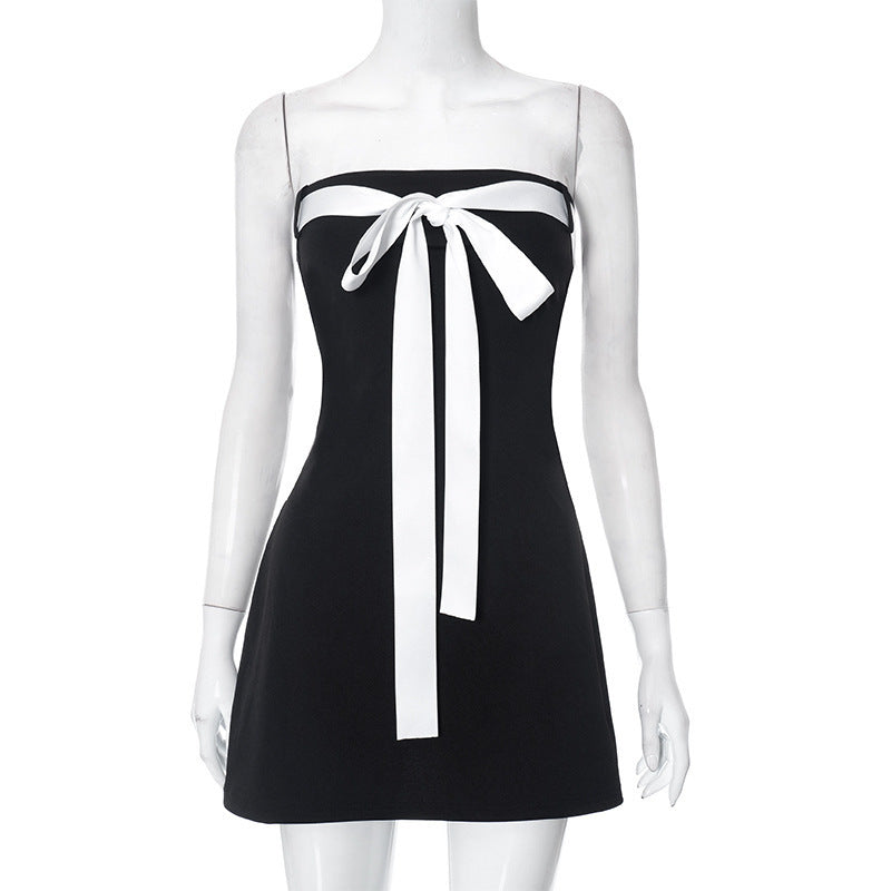 Damen Bandeau-Kleid mit dekorativem Schleifenelement und figurbetontem Schnitt Drune