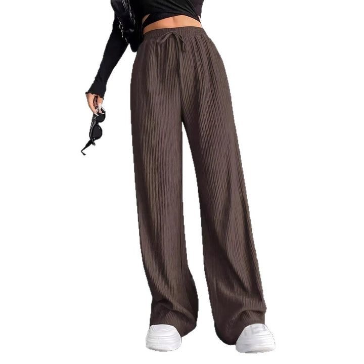 Damen weite Pünktchenhose mit elastischem Bund und schickem Plissée Drune