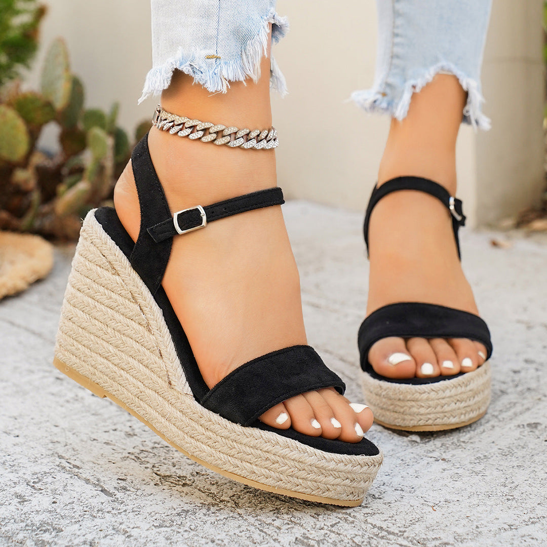 Damen Wedge-Sandalen mit elegantem Riemen und geflochtenem Design Drune