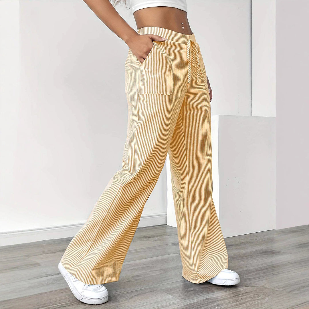 Damen nan weite Baumwoll-Loungehose mit Tunnelzug und Seitentaschen Drune