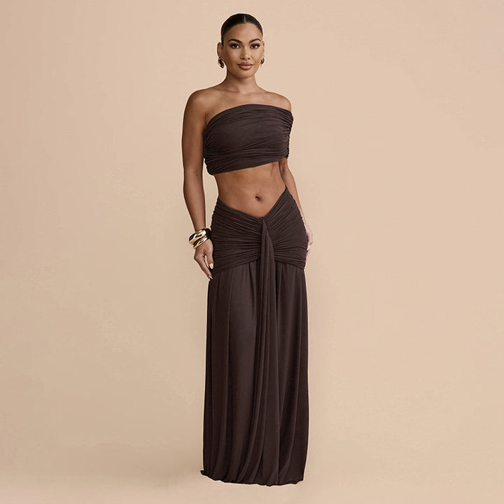 Damen Wickelrock mit bandeau Top und raffiniertem Design Drune