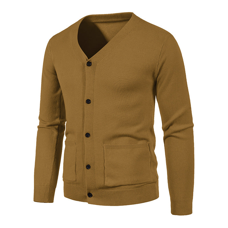 Herren nan leichte Feinstrick-Strickjacke mit V-Ausschnitt, durchgehender Knopfleiste und aufgesetzten Taschen Drune