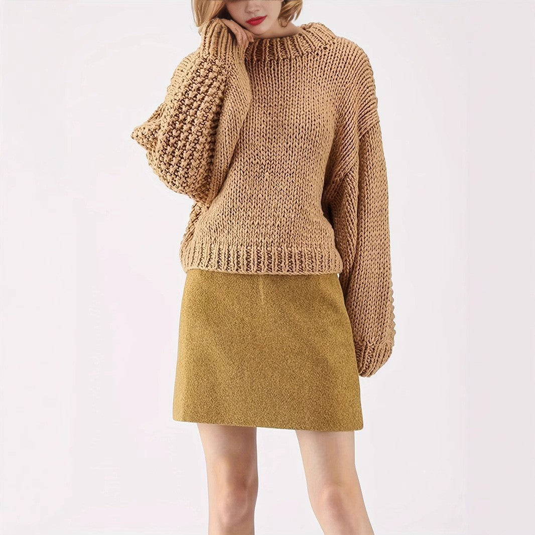 Damen Grobstrickpullover mit weitem Schnitt und Oversized-Ärmeln Drune
