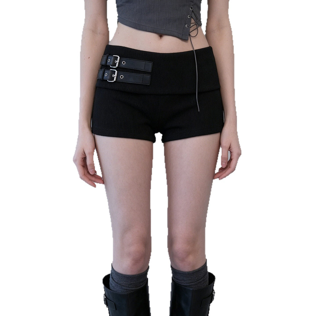 Damen sportliche Shorts mit modernem Gürteldesign und hohem Bund Drune