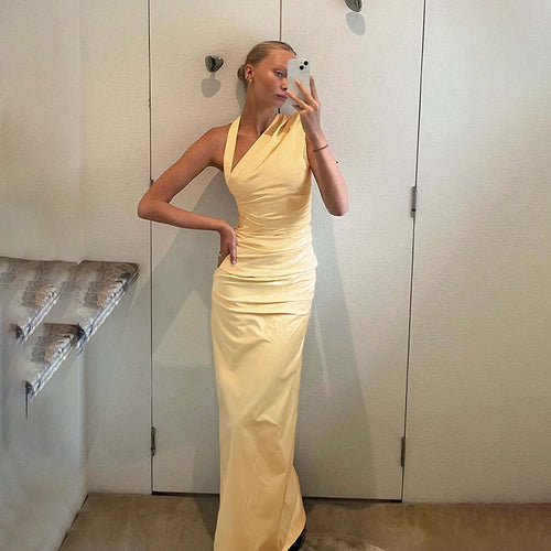 Damen Elegantes wickelbares Abendkleid mit asymmetrischem Halterdesign und figurbetontem Schnitt Drune