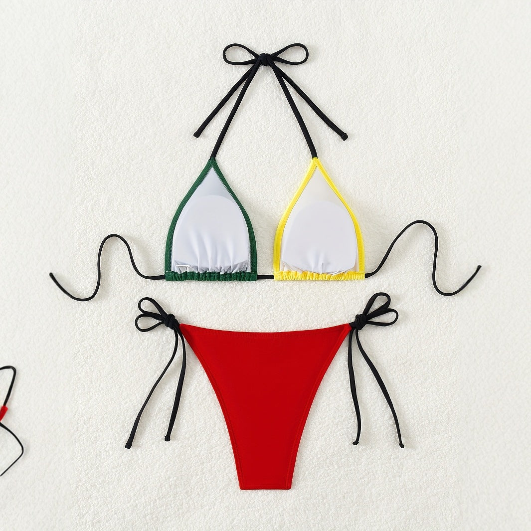 Damen Triangel-Bikini-Set mit modernen Bindebändern Drune