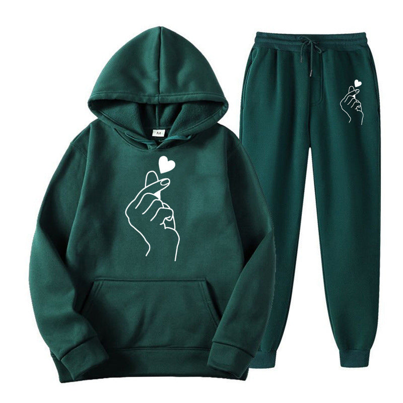 Damen Jogginganzug mit kreativem Herzmotiv und bequemer Passform Drune