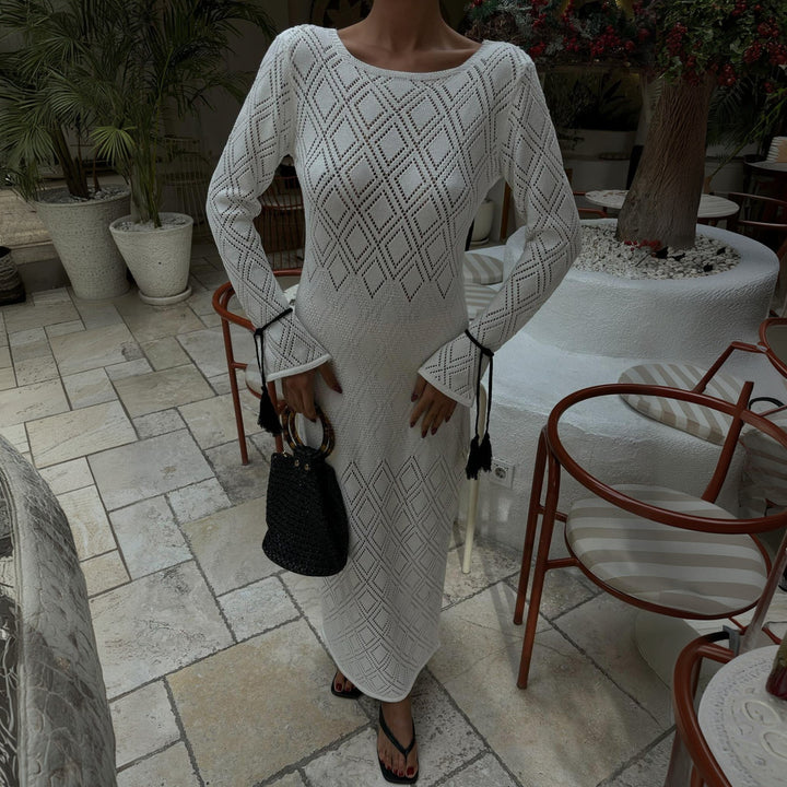 Damen Maxikleid mit eleganter Struktur Drune