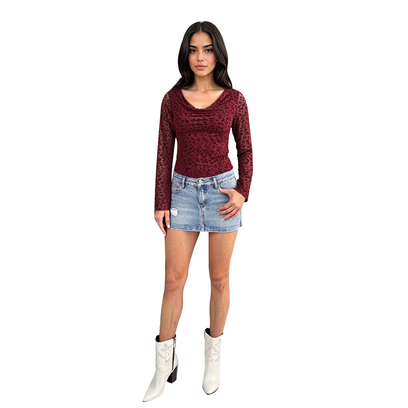 Damen Langarmshirt mit Leopardenmuster Drune