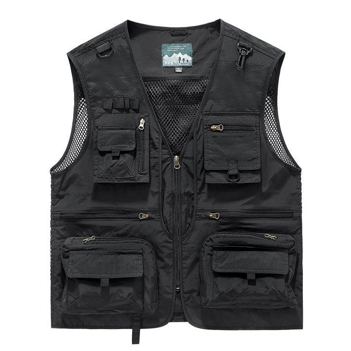 Herren nan multifunktionale Outdoor-Taktikweste mit zahlreichen Taschen und Netzbesatz Drune