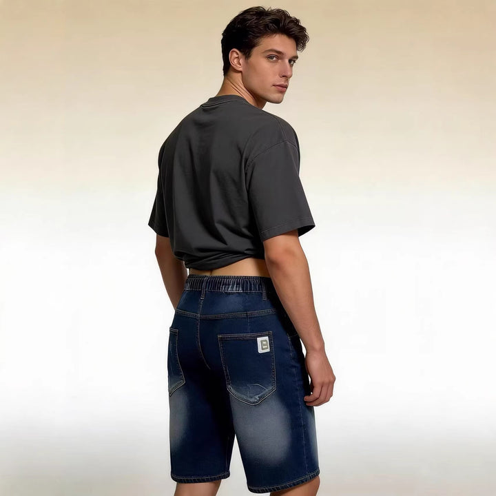 Herren bequeme Denim-Shorts mit elastischem Bund und lässigem Design Drune