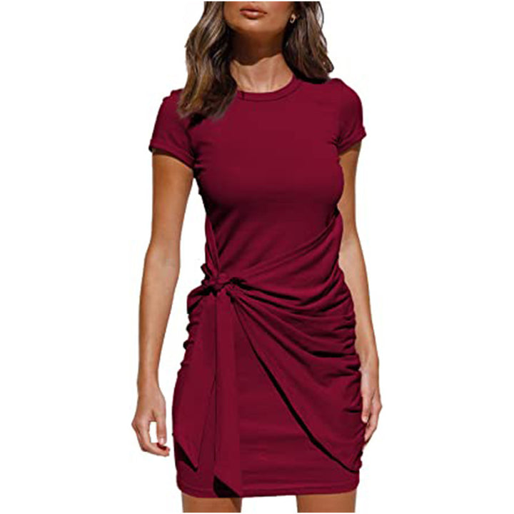 Damen Rüschens Mini Kleid mit seitlichem Bindeband Drune