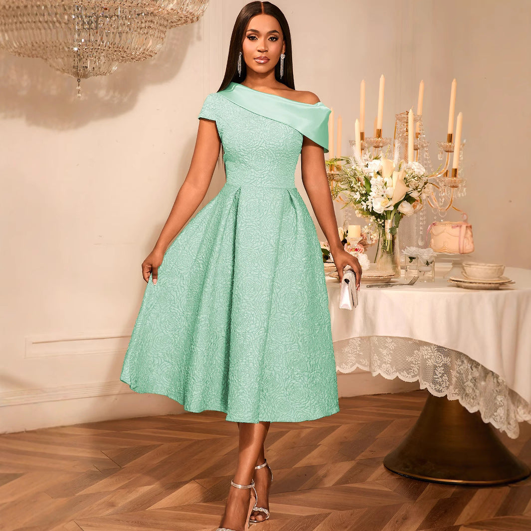 Damen elegantes A-Linien Kleid Drune