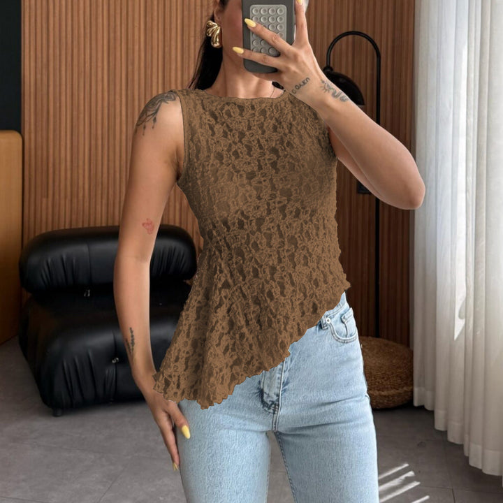 Damen Spitzenoberteil mit femininem Schnitt und floralen Details Drune