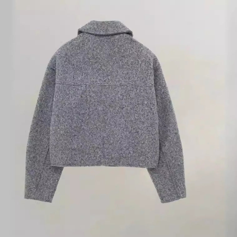 Damen cropped Winterjacke mit klassischem Kragen und Brusttaschen Drune
