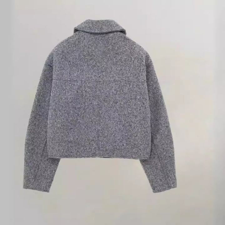 Damen cropped Winterjacke mit klassischem Kragen und Brusttaschen Drune