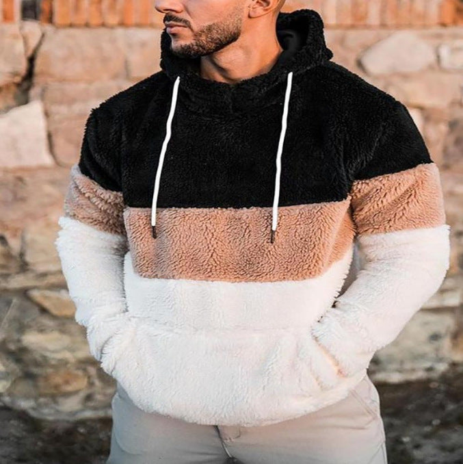 Herren lässiger Fleece Pullover mit hohem Kragen und asymmetrischem Design Drune