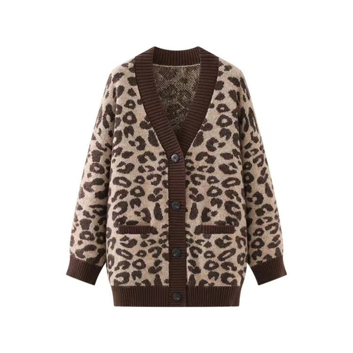 Damen Leichter Strickcardigan mit strukturiertem Leopardenmuster Drune