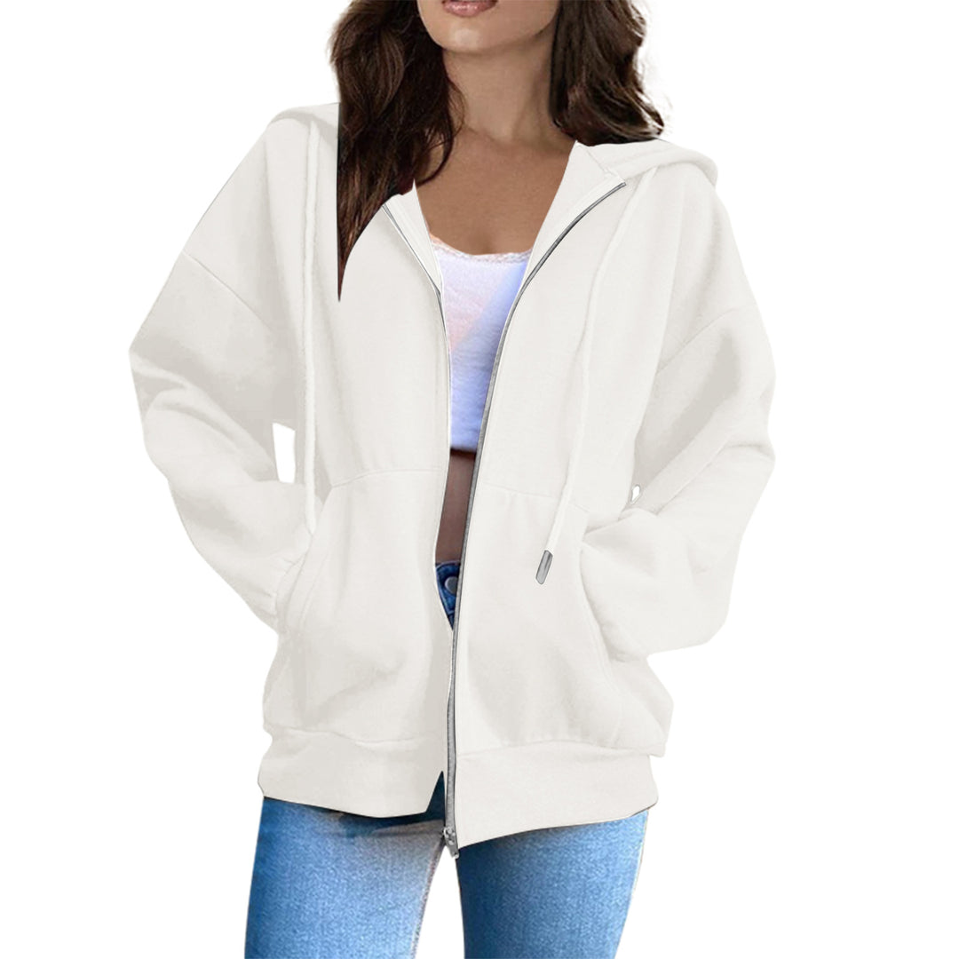Damen Oversized Kapuzenjacke mit durchgehendem Reißverschluss und praktischen Taschen Drune