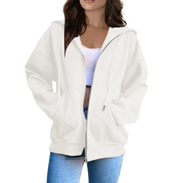 Damen Oversized Kapuzenjacke mit durchgehendem Reißverschluss und praktischen Taschen Drune