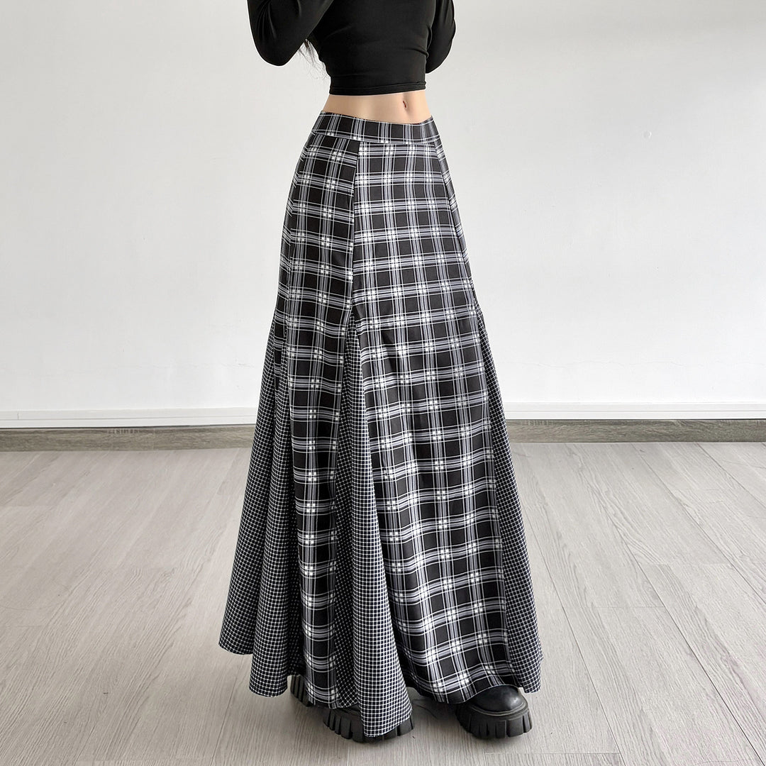 Damen Maxirock mit modernem Karomuster und eleganter Schlitzgestaltung Drune