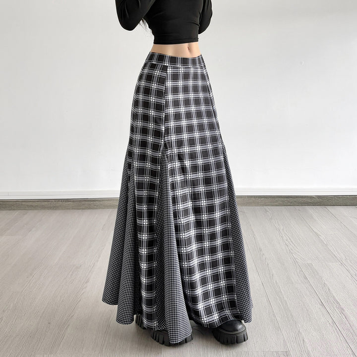 Damen Maxirock mit modernem Karomuster und eleganter Schlitzgestaltung Drune