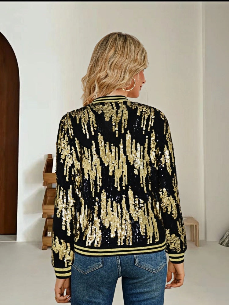 Damen Pailletten-Bomberjacke mit sportivem Schnitt Drune