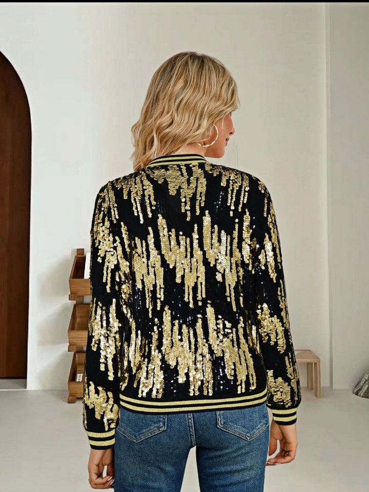 Damen Pailletten-Bomberjacke mit sportivem Schnitt Drune