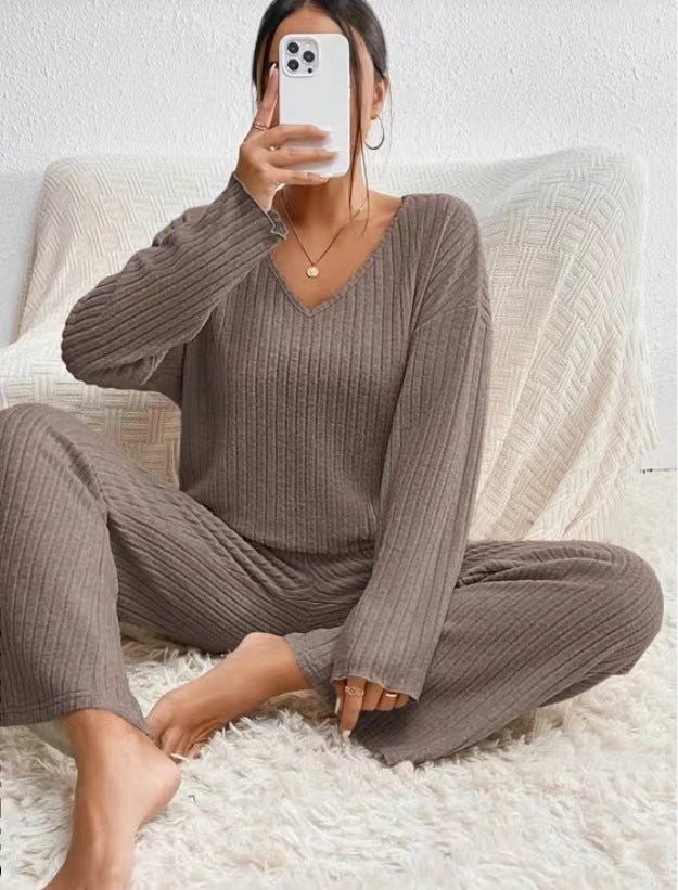 Damen Lässiges Strickoberteil und Hosen Set Drune