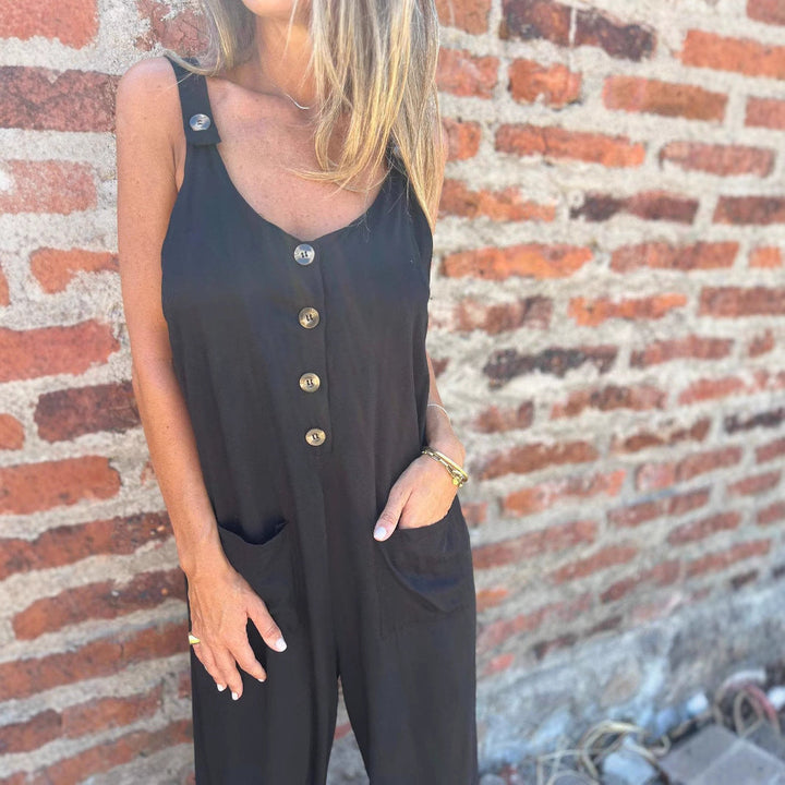 Damen Jumpsuit mit praktischen Taschen und Knopfdetail Drune