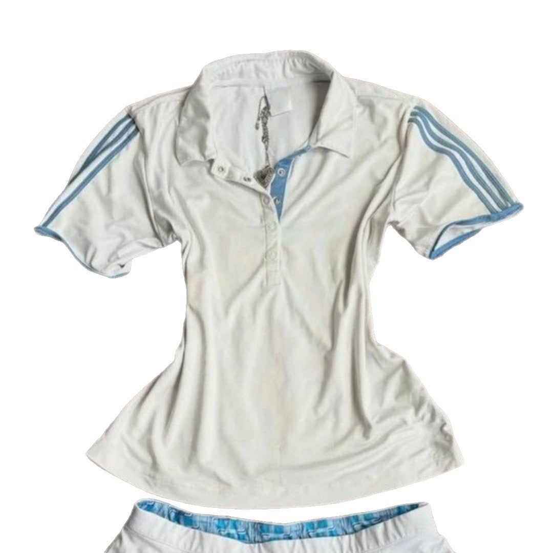 Damen Sportliches Polo-Shirt mit gestreiftem Kragen Drune