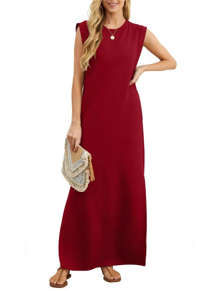 Damen Maxikleid mit modernen Schulterdetails und fließendem Schnitt Drune
