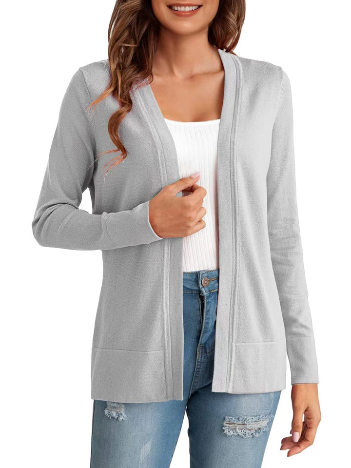 Damen Langarm Strickjacke mit offenem Design und praktischen Taschen Drune