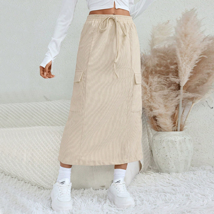 Damen Maxi-Rock mit praktischen Cargo-Taschen und verstellbarem Bund Drune