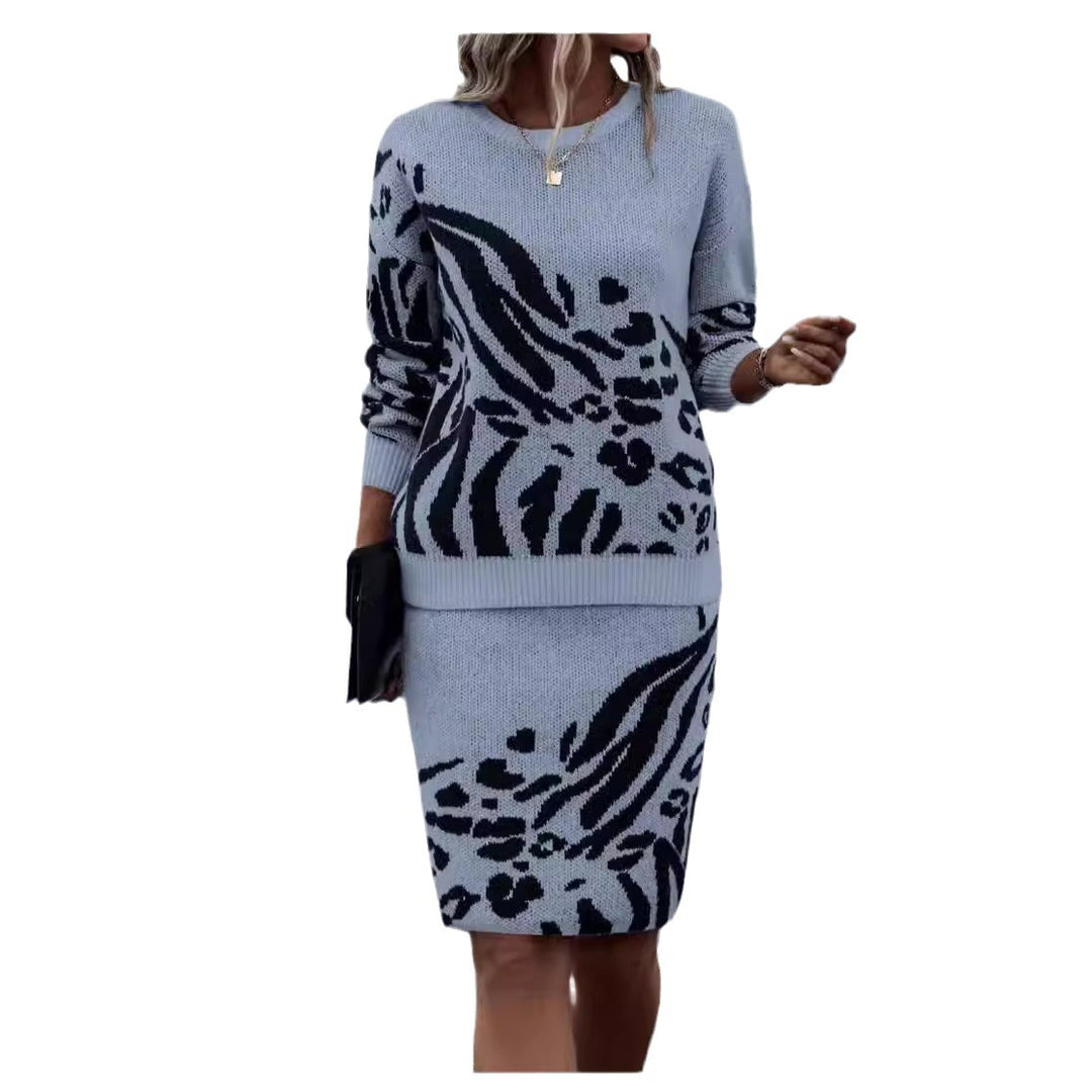 Damen Strickkleid im Leopardenmuster Drune