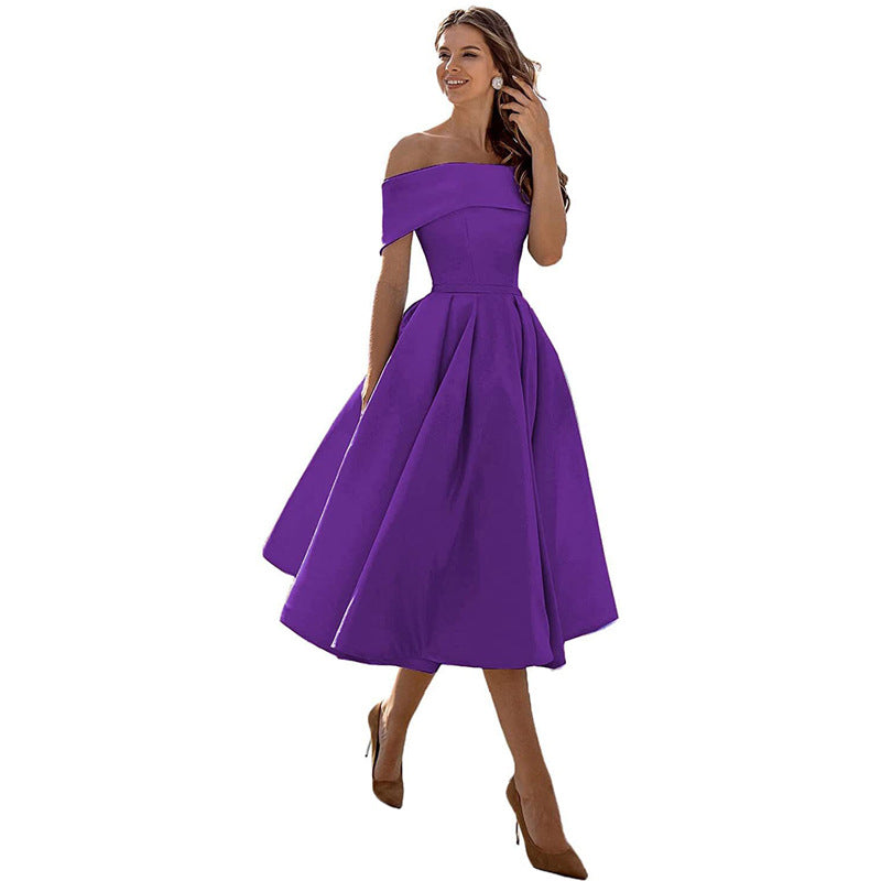 Drune | Legere Mode Satin Cocktailkleid Ohne Träger