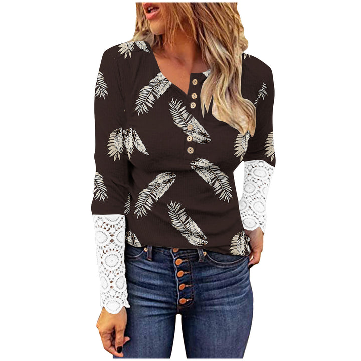 Damen Modisches Langarmshirt mit Spitzenärmeln Drune