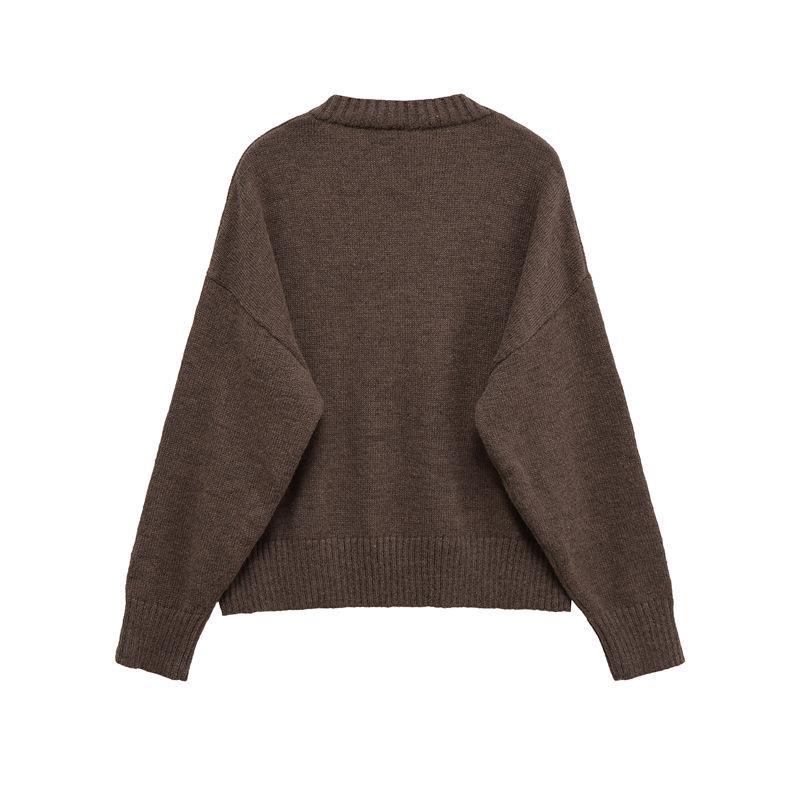 Damen bequemer V-Ausschnitt Pullover aus hochwertiger Wolle Drune