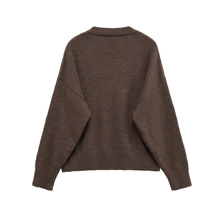 Damen bequemer V-Ausschnitt Pullover aus hochwertiger Wolle Drune