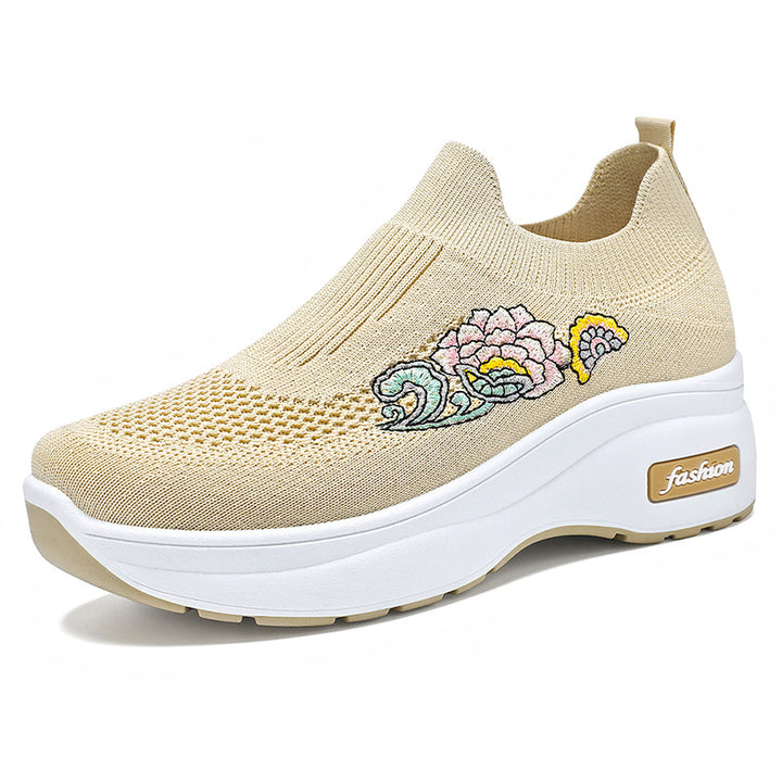 Damen nan atmungsaktive Strick-Sneaker mit Plateau-Sohle und elastischer Sockenkonstruktion Drune