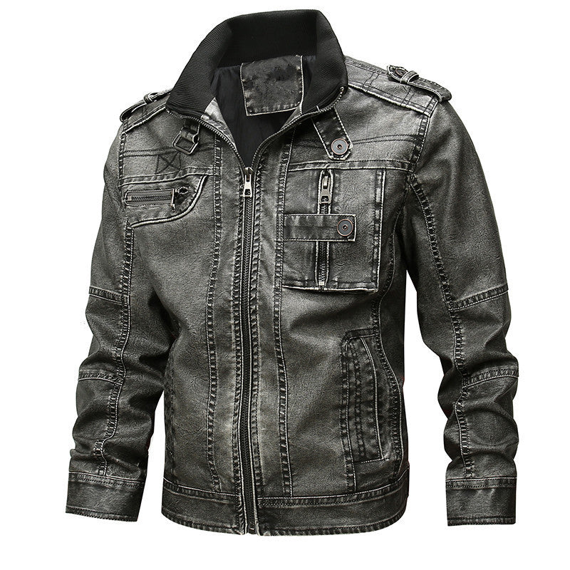 Herren robuste Kunstlederjacke im Military-Stil Drune