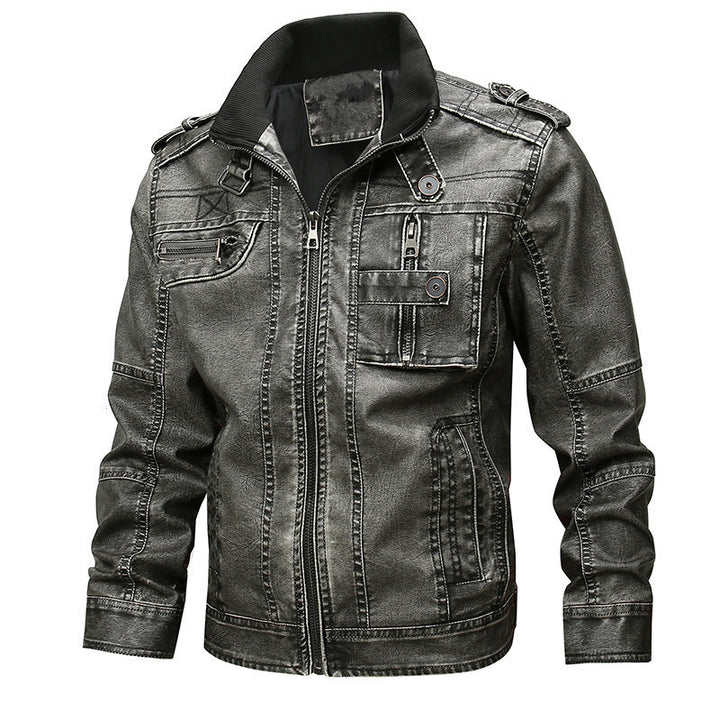Herren robuste Kunstlederjacke im Military-Stil Drune