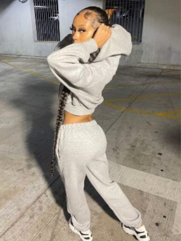 Damen Sportliches Freizeit-Sweatshirt und Jogginghose Set mit praktischem Kängurutaschen-Design Drune