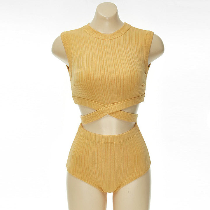 Damen Hochgeschlossenes Bikiniset mit asymmetrischem Schnitt Drune