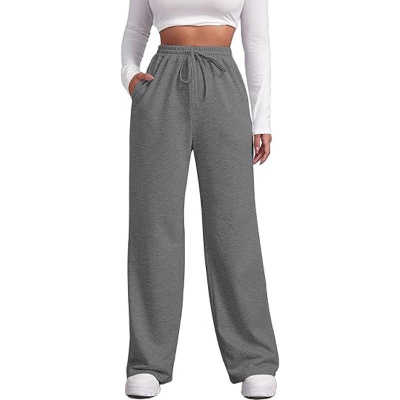 Damen nan fließende Relax-Palazzohose mit hohem Komfortbund, Kordelzug und seitlichen Einschubtaschen Drune